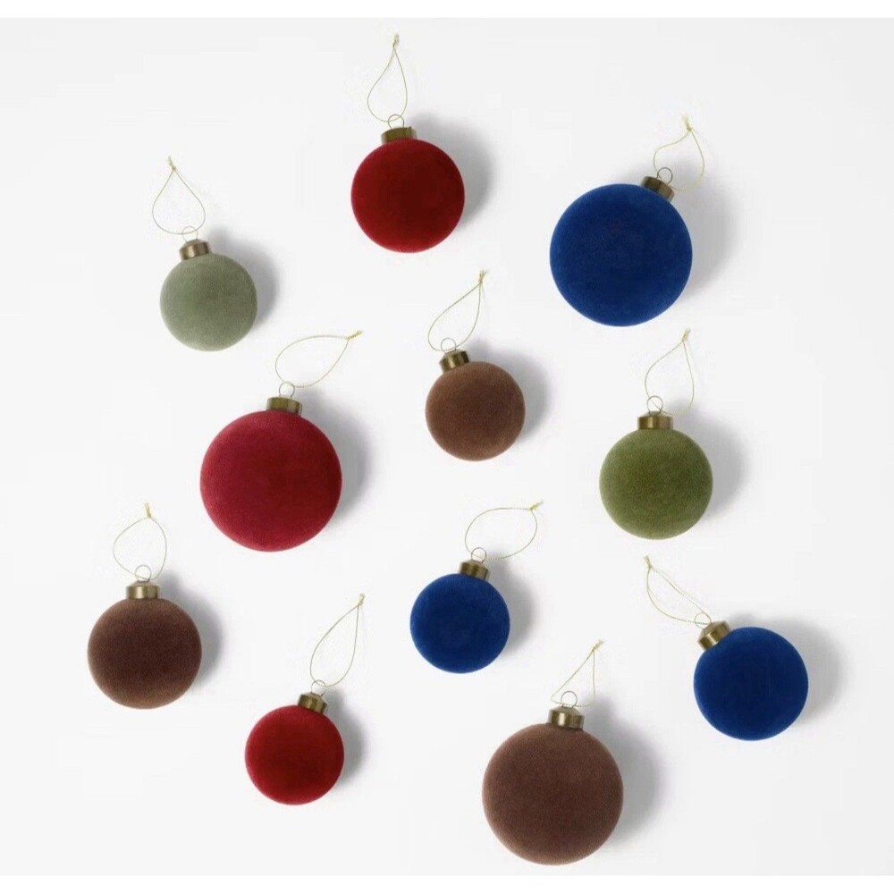 Set of 11 Velvet Ornaments Red/Green/Brown/Blue - Threshold With Studio McGee